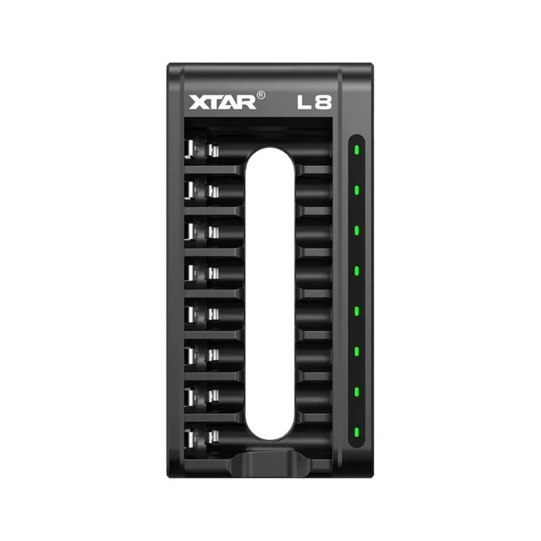 XTAR L8 8-pesaline USB-C AA/AAA nutikas akulaadija (Li-Ion/NiMH), must