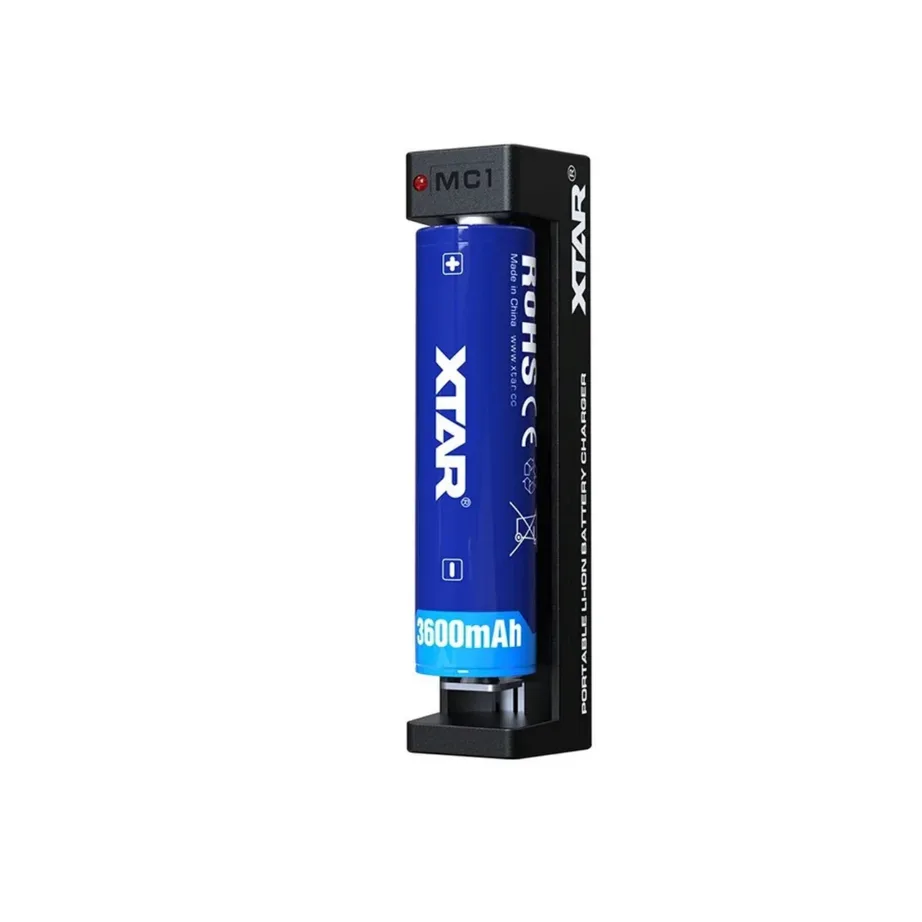 XTAR MC1C 1-pesaline Li-Ion akulaadija USB-C, LED-indikaatoriga, must, 92 x 22 x 26 mm – 4