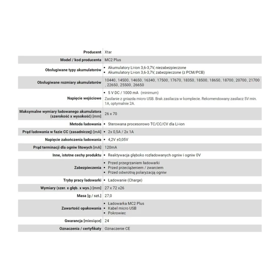 XTAR MC2 Plus 2-pesaline Li-ion/NiMH/NiCd akulaadija (A/AA/AAA/C/D), 5V, 1A, must – 6