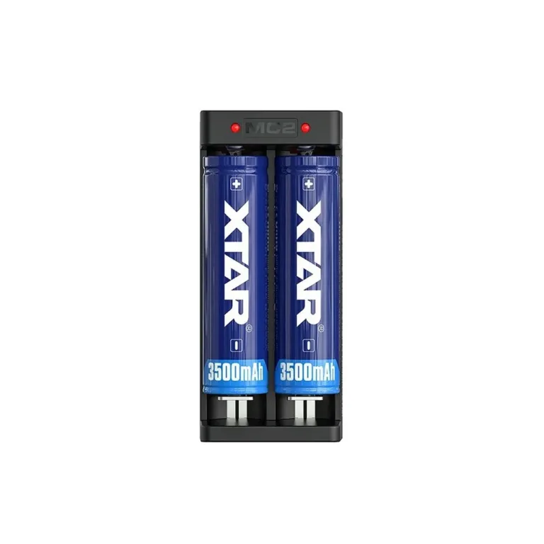 XTAR MC2C USB-C 2-pesaga Li-ion akulaadija, sobib A/AA/AAA/AAAA/C/D/SC akudele, must