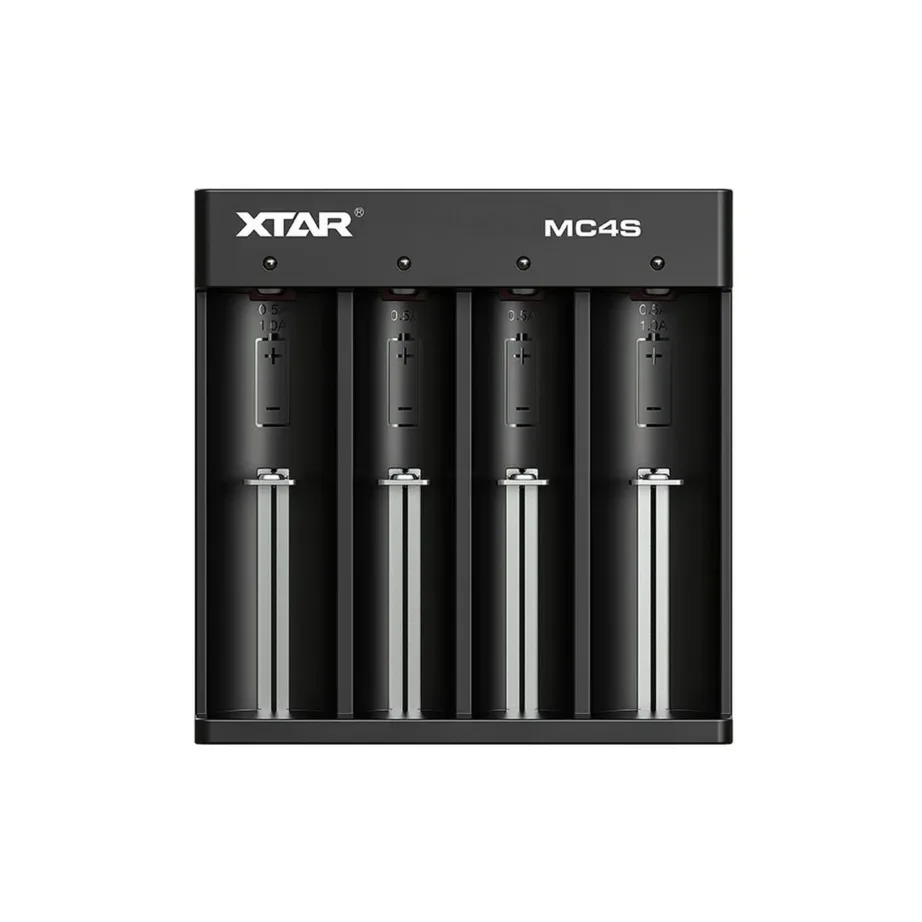 XTAR MC4S 4-pesaline must akulaadija NiMH, Li-Ion, NiCd akudele AA/AAA/C/D, USB-C, 5V/1A – 3