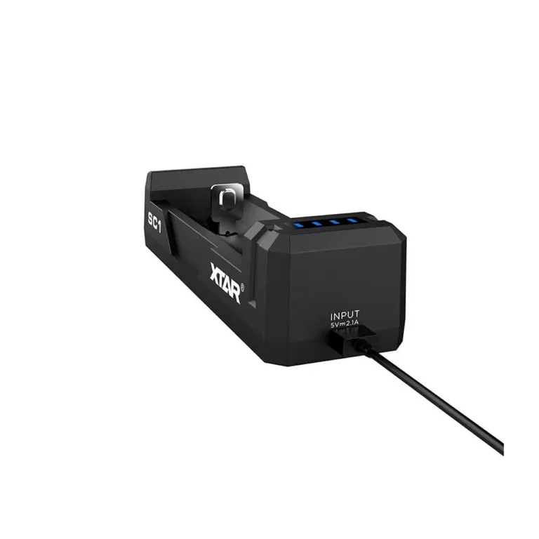 XTAR SC1 USB-C ühe pesa Li-Ion akulaadija 18650 akudele, LED-indikaatoriga, must
