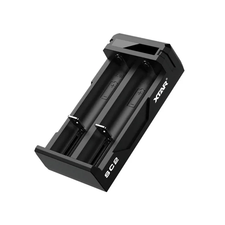 XTAR SC2 2-pesaline USB-C liitiumioonakude laadija, LED-indikaator, sobib 18650 akudele, must, 105x53x27 mm