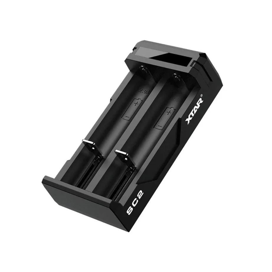 XTAR SC2 2-pesaline USB-C liitiumioonakude laadija, LED-indikaator, sobib 18650 akudele, must, 105x53x27 mm – 3