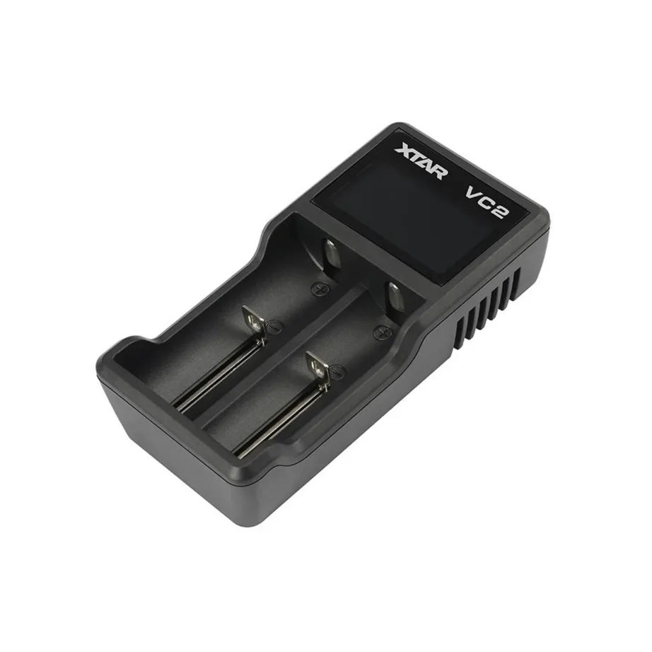 XTAR VC2 2-pesaline Li-Ion akulaadija USB-toitega, LCD-ekraan, must