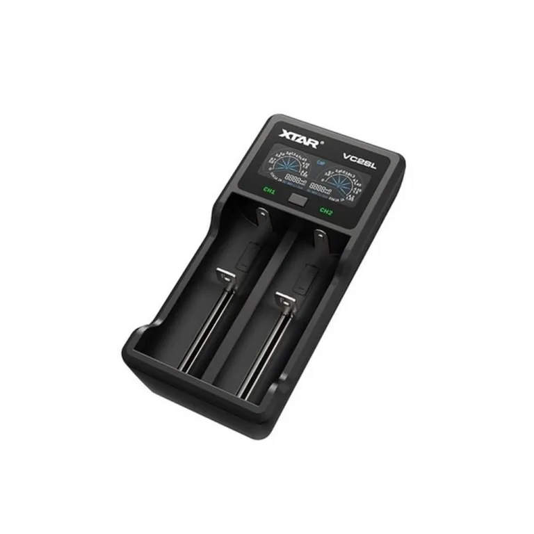 XTAR VC2SL 2-pesaline USB-Li-Ion/NiMH/NiCd akulaadija LCD-ekraaniga, sobib A/AA/AAA/C/D akudele, must