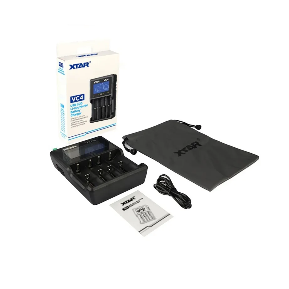 XTAR VC4 nelja pesaga USB akulaadija Li-Ion ja NiMH akudele, LCD-ekraan, must – 2