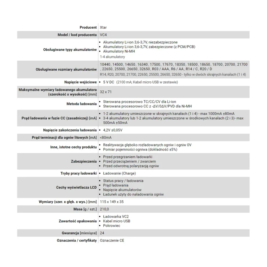 XTAR VC4 nelja pesaga USB akulaadija Li-Ion ja NiMH akudele, LCD-ekraan, must – 3