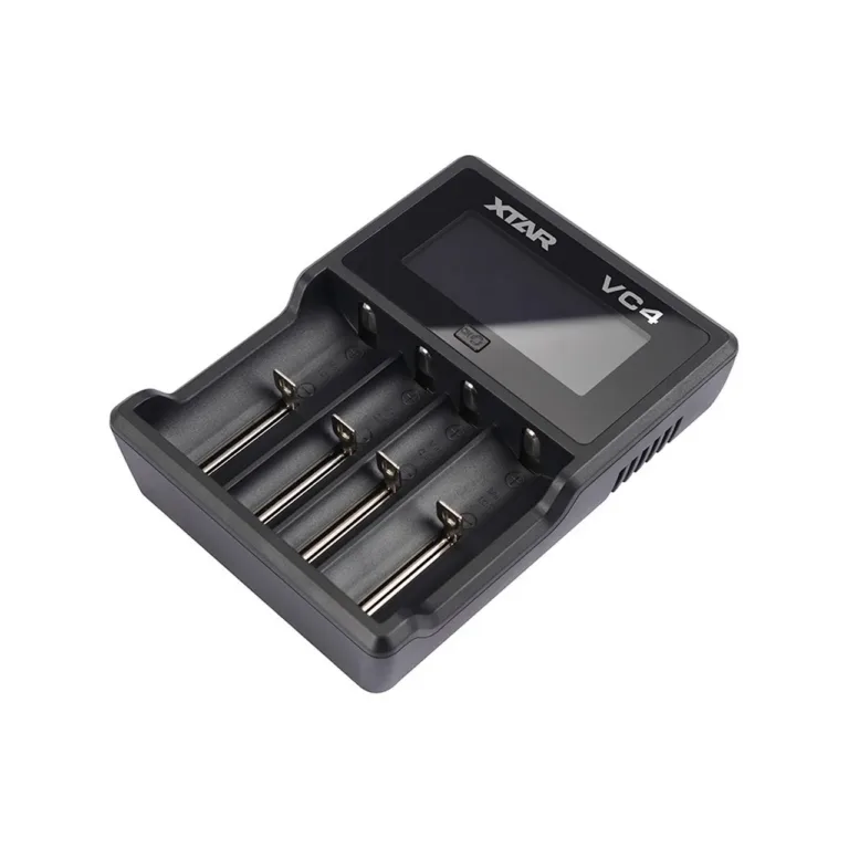XTAR VC4 nelja pesaga USB akulaadija Li-Ion ja NiMH akudele, LCD-ekraan, must