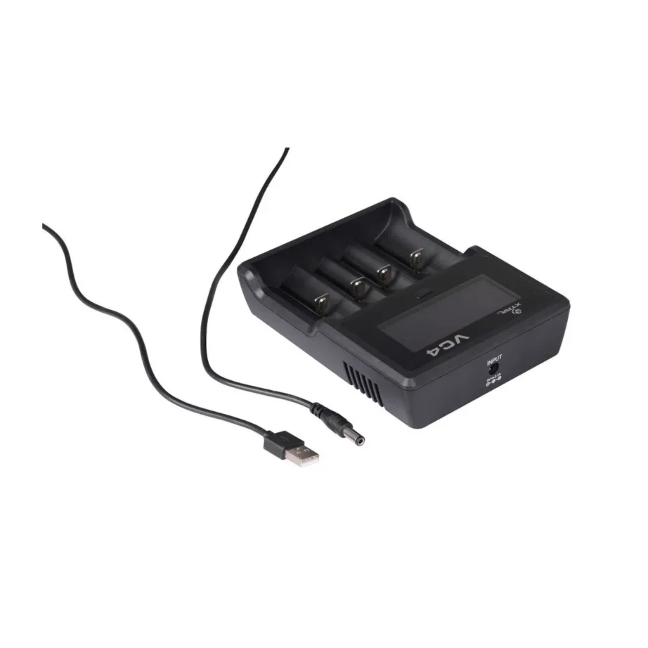 XTAR VC4SL 4-pesaline must akulaadija Li-ion, Ni-MH ja Ni-CD akudele, DC sisend, 156×115,5×35 mm – 5