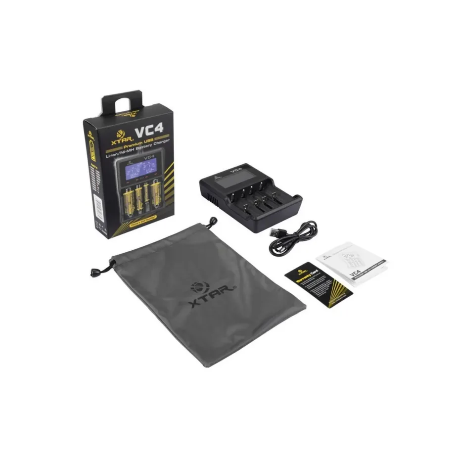 XTAR VC4SL 4-pesaline must akulaadija Li-ion, Ni-MH ja Ni-CD akudele, DC sisend, 156×115,5×35 mm – 6