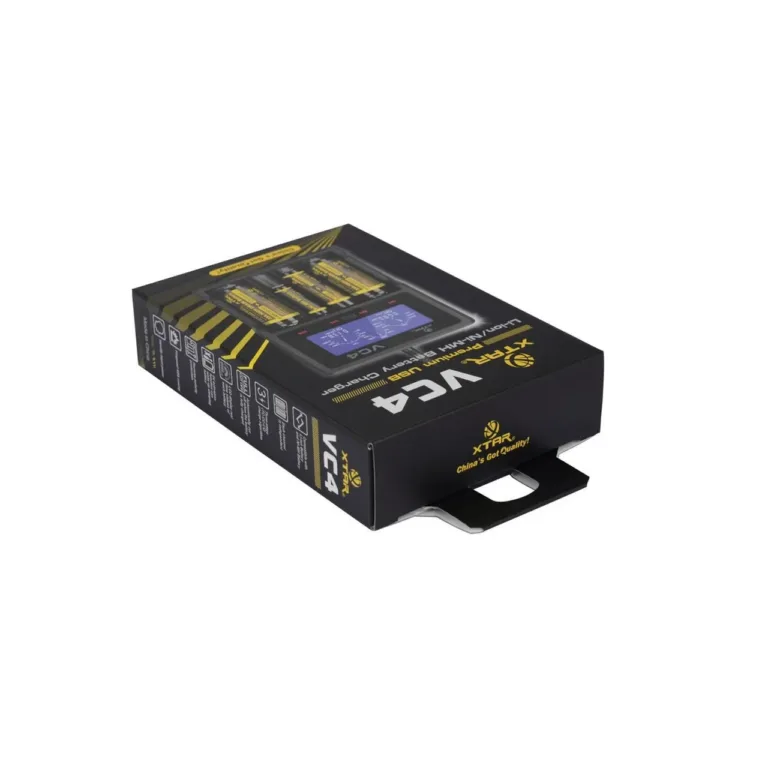 XTAR VC4SL 4-pesaline must akulaadija Li-ion, Ni-MH ja Ni-CD akudele, DC sisend, 156x115,5x35 mm