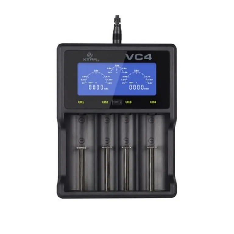 XTAR VC4SL 4-pesaline must akulaadija Li-ion, Ni-MH ja Ni-CD akudele, DC sisend, 156x115,5x35 mm