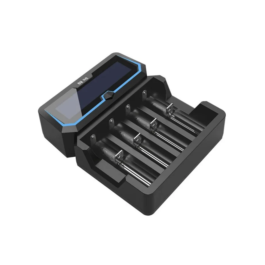 XTAR X4 4-pesaline must Li-Ion akulaadija 2,1A sisendiga, DC toide, 140x118x38 mm – 2