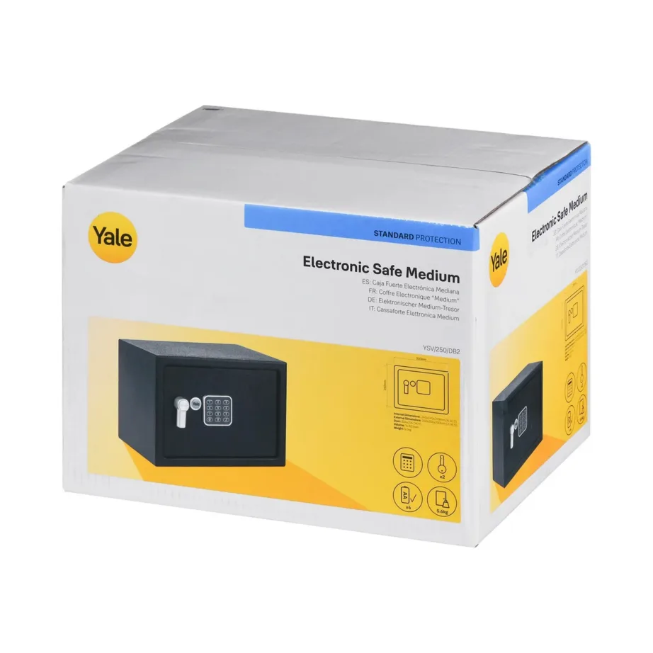 Yale YSV/250/DB2 16,3L terasest must vabaltseisev seif digitaal- ja võtmelukuga põranda/seina paigalduseks – 5