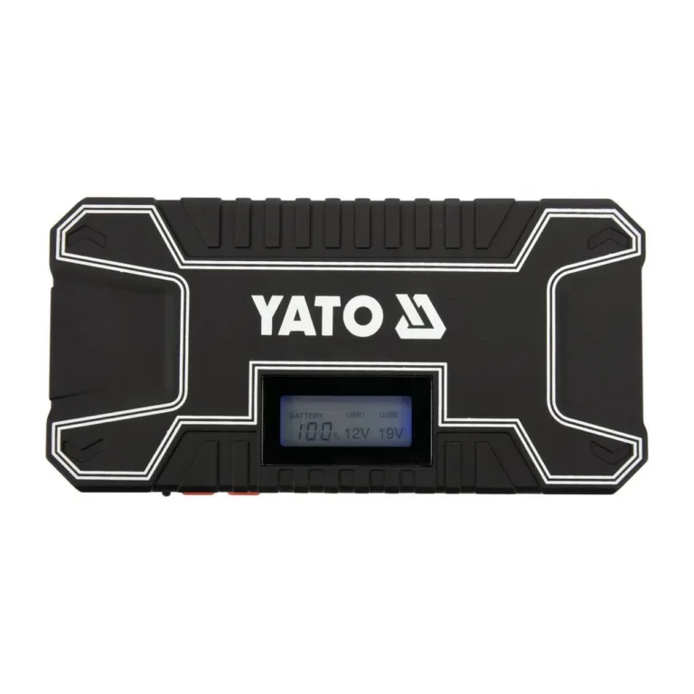 YATO YT-83082 12 000 mAh käivitusabi akupank LED-taskulambiga, 300A, must, LCD-ekraan, 2 USB-porti