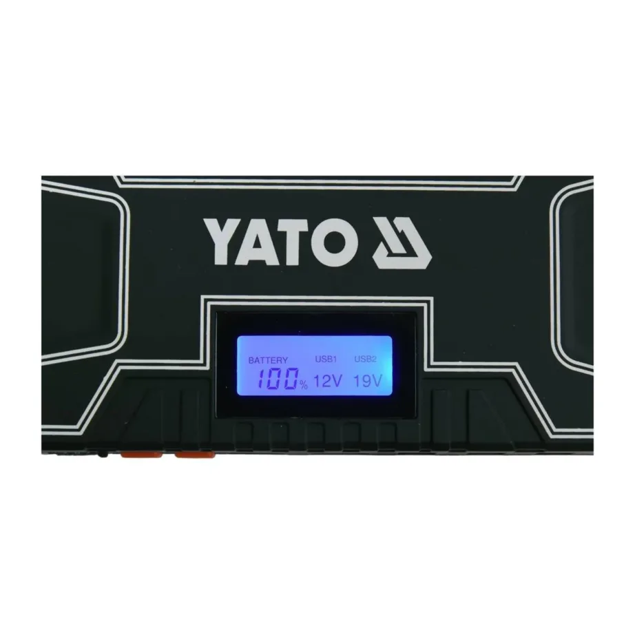 YATO YT-83082 12 000 mAh käivitusabi akupank LED-taskulambiga, 300A, must, LCD-ekraan, 2 USB-porti – 5