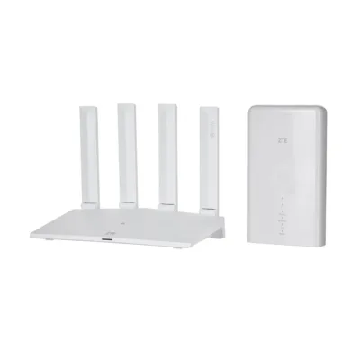 ZTE MC889+T3000 5G LTE välisseade ja WiFi 6 ruuteri komplekt, 4 antenni, IP65, 2,4/5 GHz, valge, kuni 128 kasutajat