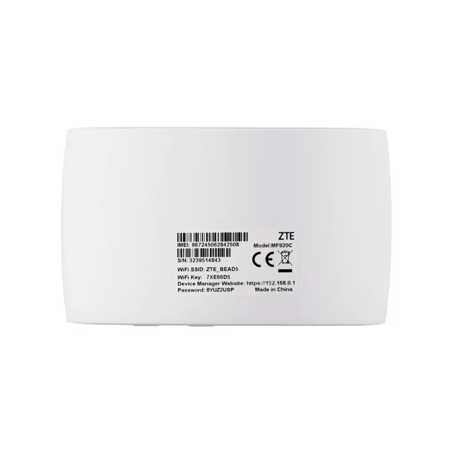 ZTE MF920C valge 4G WiFi ruuter, aku 2000mAh, LTE, MicroSIM – 10