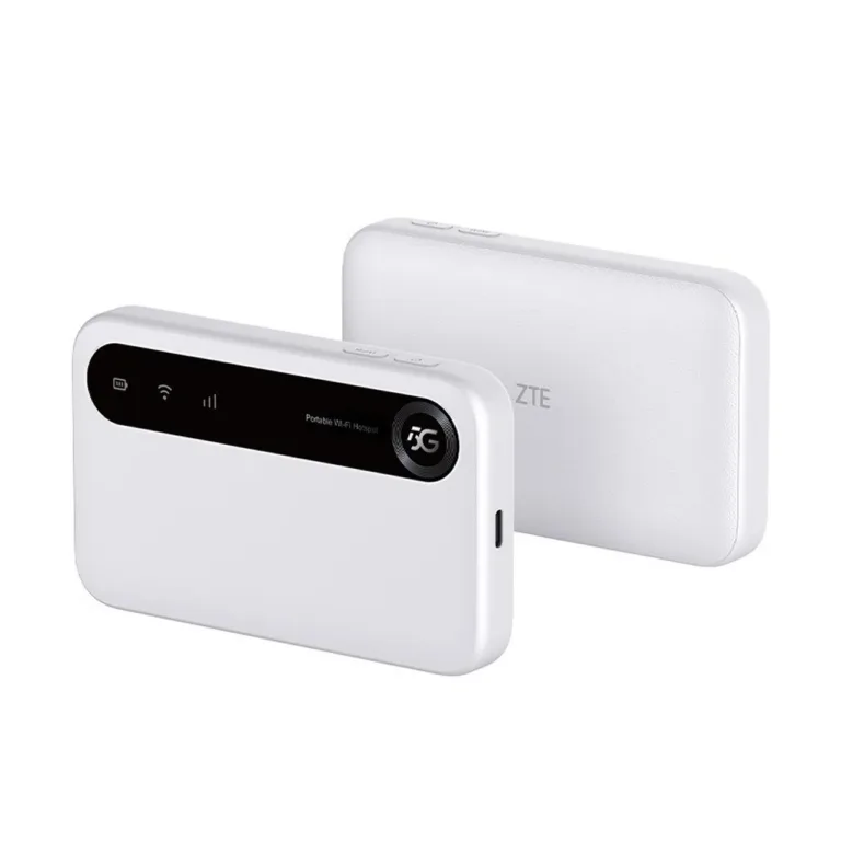 ZTE U50 5G valge mobiilne Wi-Fi ruuter, Wi-Fi 6, 4500 mAh aku, kuni 32 seadmele, USB-C, nano/eSIM