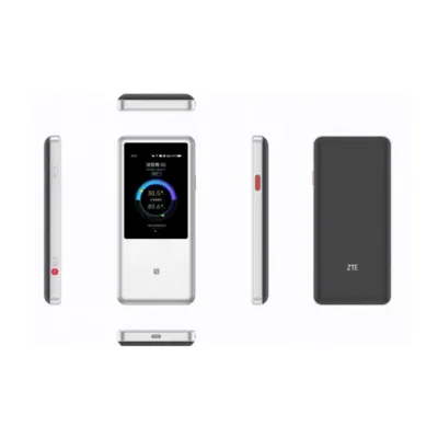 ZTE U60 must/valge 5G kaasaskantav WiFi 7 ruuter akuga, kuni 64 seadmele, NanoSIM, 3.5" ekraan, USB-C