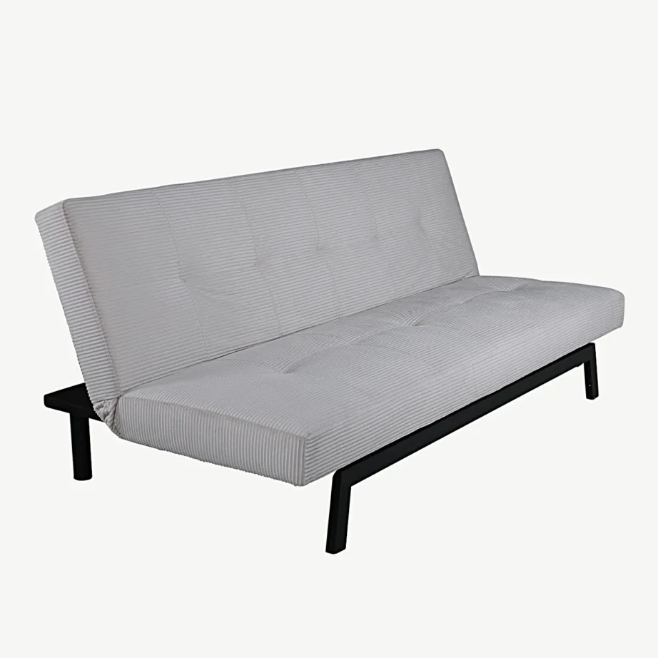 Bodil beež lahtikäiv manchesterkangast diivanvoodi mustade terasjalgadega, 15549-995 – 2