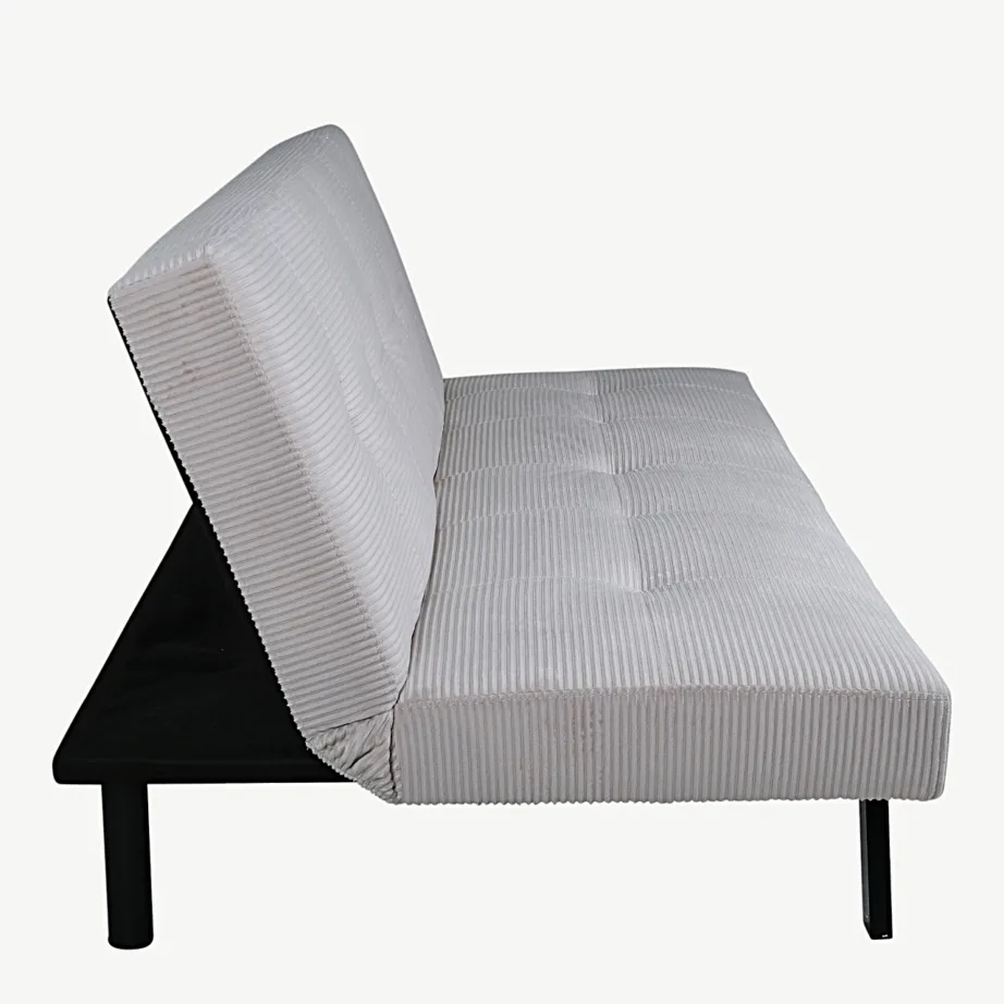 Bodil beež lahtikäiv manchesterkangast diivanvoodi mustade terasjalgadega, 15549-995 – 5