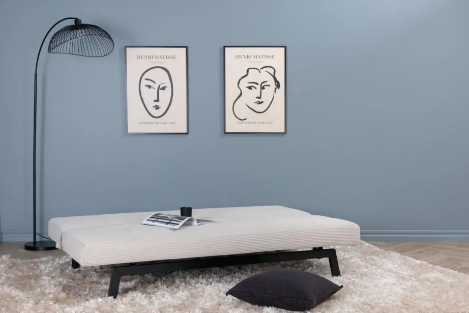 Bodil beež lahtikäiv manchesterkangast diivanvoodi mustade terasjalgadega, 15549-995 – 12