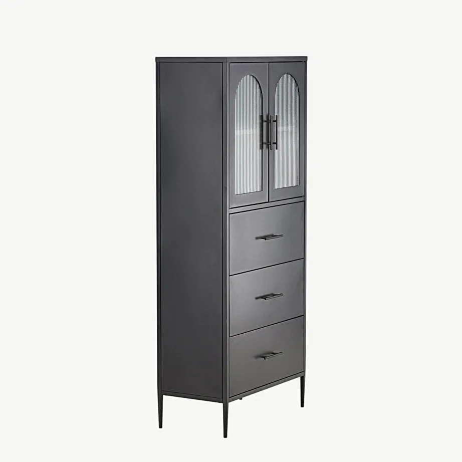 Must metallist vitriinkapp La Paz messingdetailidega (160×70 cm), 30116-100 - 3