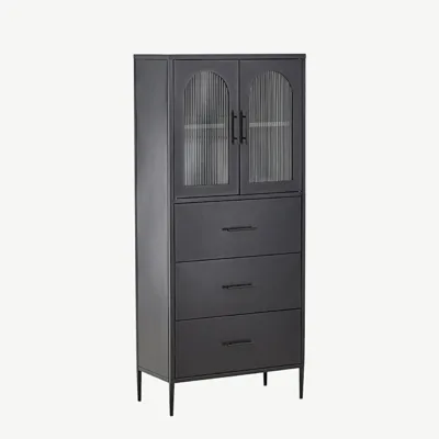 Must metallist vitriinkapp La Paz messingdetailidega (160x70 cm) - 30116-100