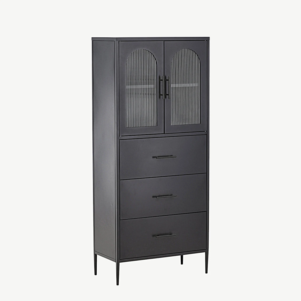 Must metallist vitriinkapp La Paz messingdetailidega (160x70 cm) - 30116-100