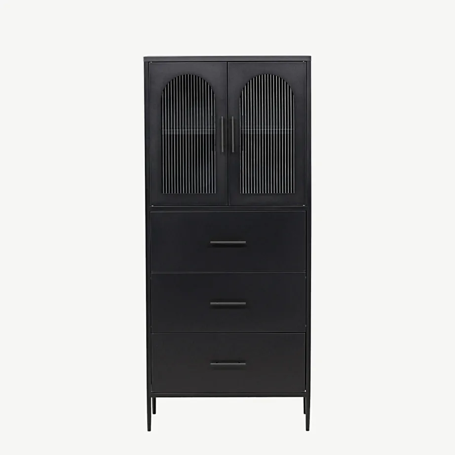 Must metallist vitriinkapp La Paz messingdetailidega (160×70 cm), 30116-100 - 4