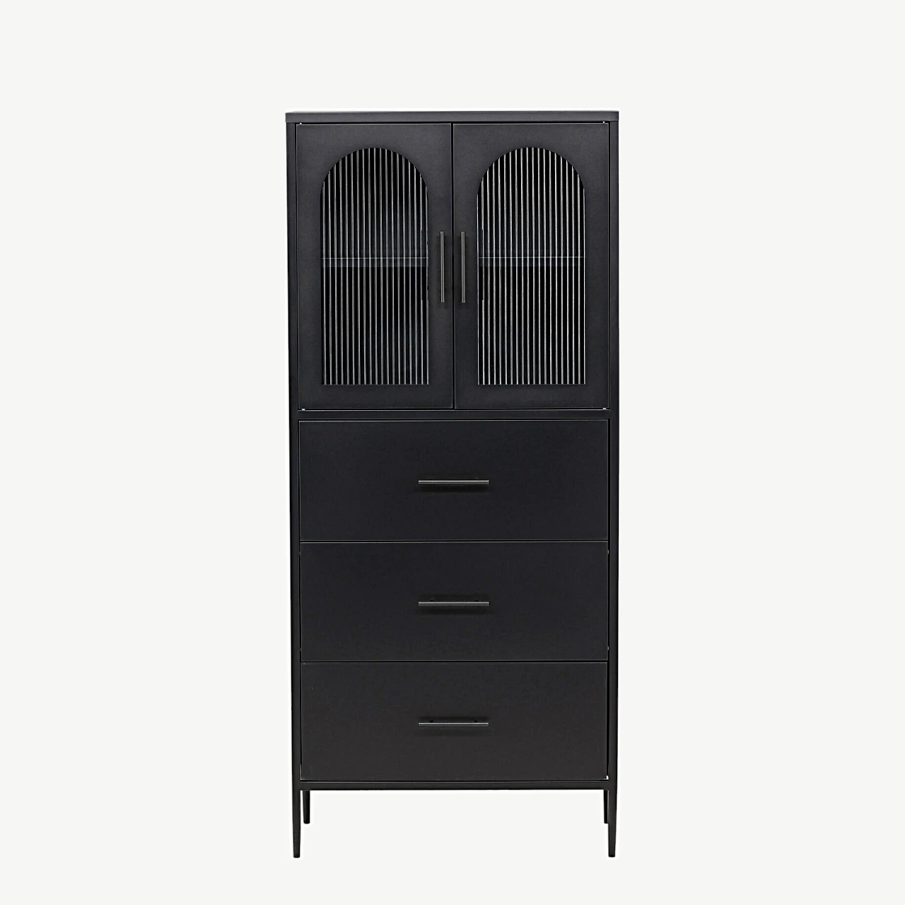 Must metallist vitriinkapp La Paz messingdetailidega (160x70 cm) - 30116-100