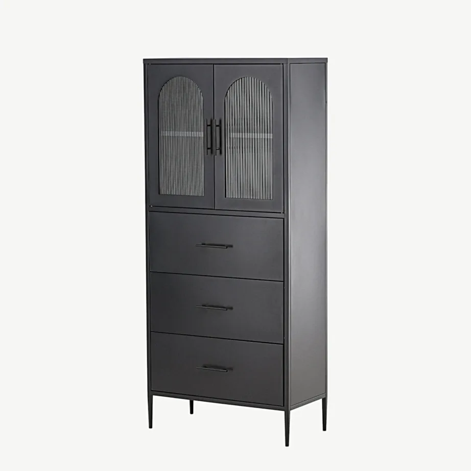 Must metallist vitriinkapp La Paz messingdetailidega (160×70 cm), 30116-100 - 5