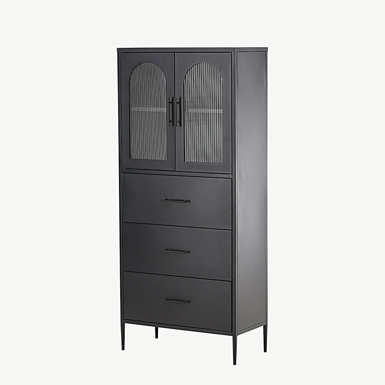 Must metallist vitriinkapp La Paz messingdetailidega (160x70 cm) - 30116-100