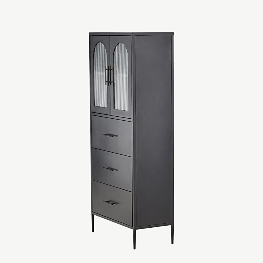 Must metallist vitriinkapp La Paz messingdetailidega (160×70 cm), 30116-100 - 6