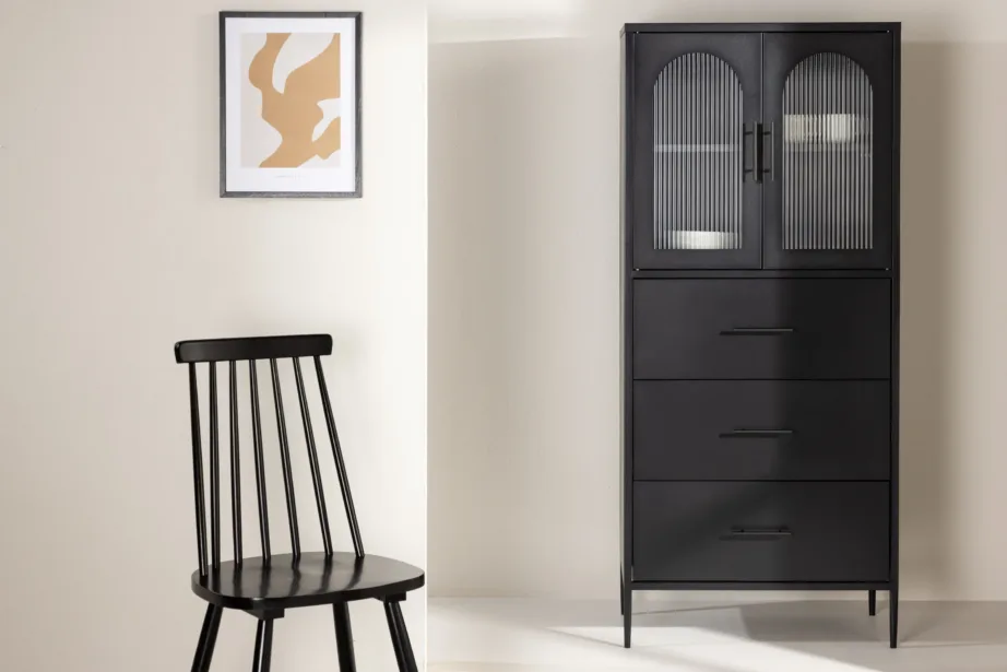 Must metallist vitriinkapp La Paz messingdetailidega (160×70 cm), 30116-100 - 8