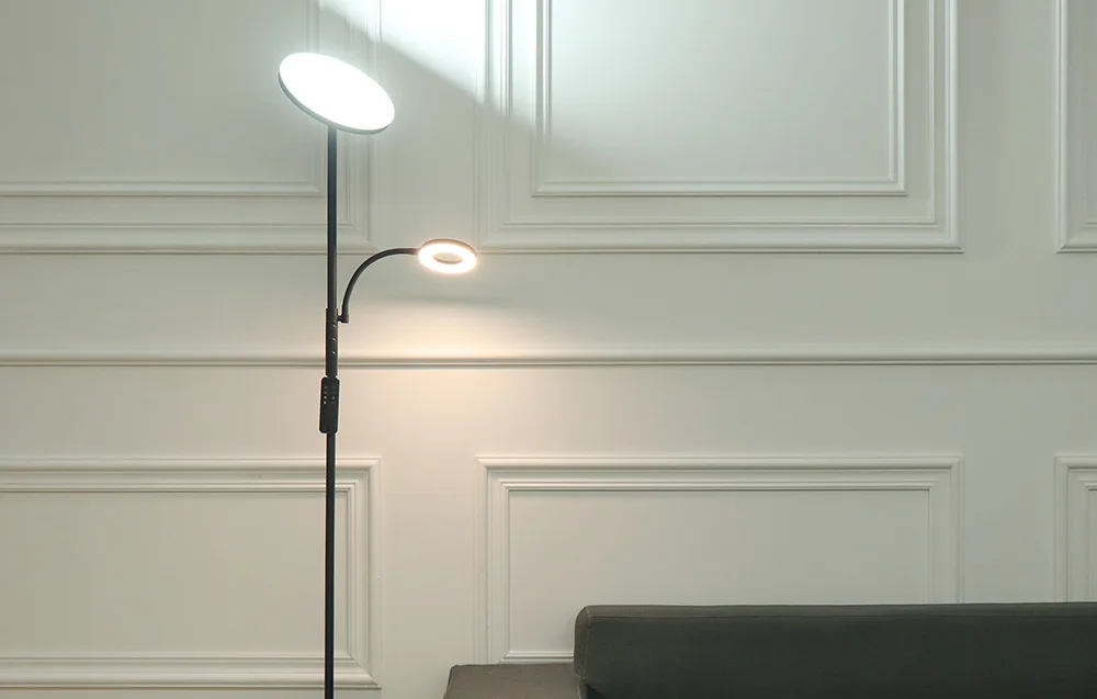 36W kahekordne põrandalamp kaugjuhtimispuldiga (must)