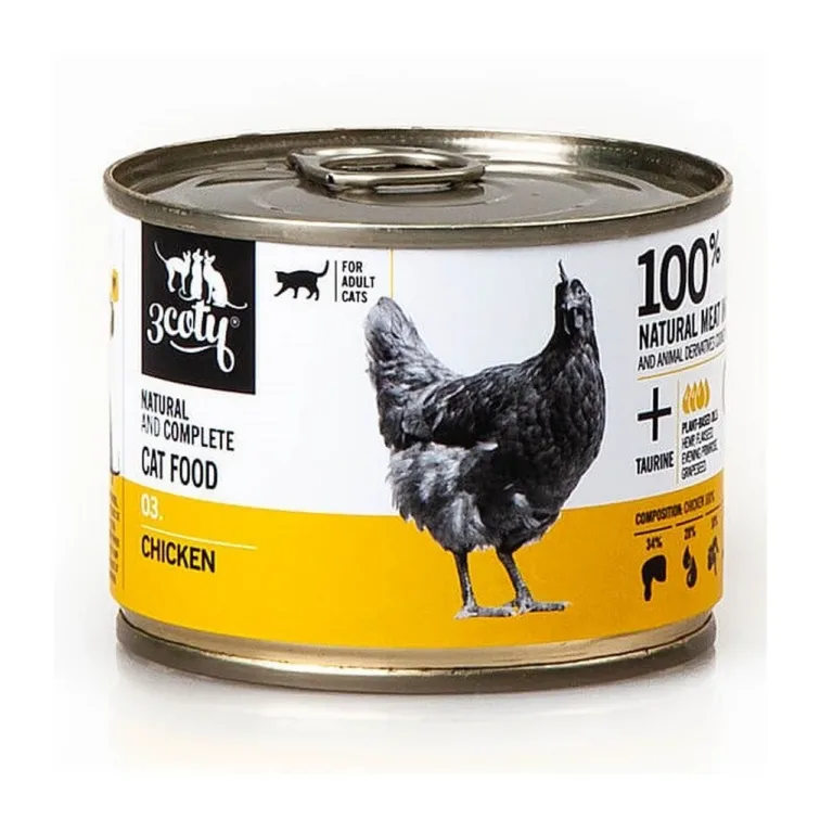 3coty 03 Chicken 180g teraviljavaba monoproteiinne kanaliha märgtoit täiskasvanud kassile