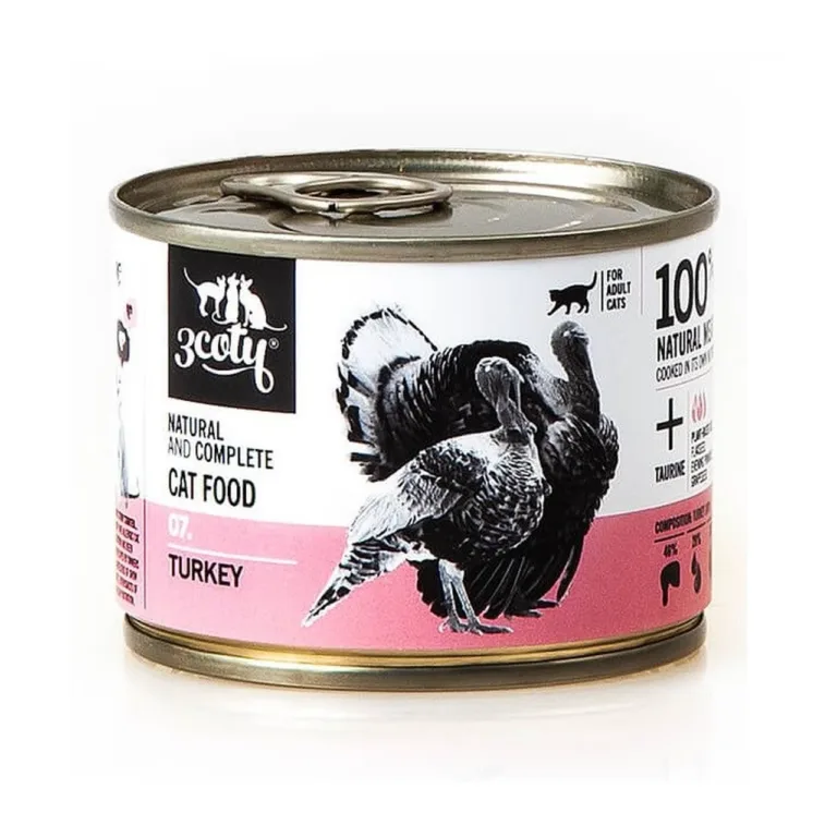 3COTY 07 Turkey 180g monoproteiinne gluteenivaba märgtoit täiskasvanud kassile
