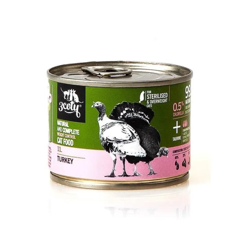3coty 11. Turkey 180g steriliseeritud kasside monoproteiinne kalkuni märgtoit