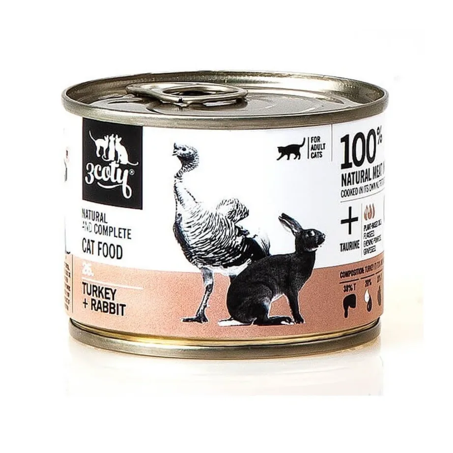 3COTY 26 180g kalkuni ja küüliku täissööt täiskasvanud kassidele, gluteeni- ja sojavaba märgtoit