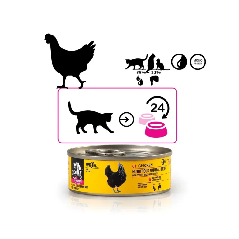 3coty Chicken Cheers! 75g kanaga täiendav märgtoit täiskasvanud kassidele, gluteeni- ja suhkruvaba