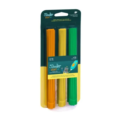 3Doodler 3DS-ECO-MIX2-75 75 tk 2,5 mm komposteeritav plastikfilament roheline/oranž/kollane 3Doodler Start ja Build&Play 3D-pliiatsile