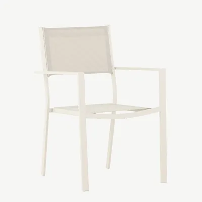 Beež alumiiniumist õuesöögitool Copacabana (textilene iste, virnastatav) - 4231-402