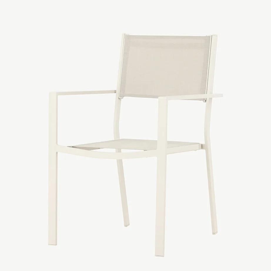 Beež alumiiniumist õuesöögitool Copacabana (textilene iste, virnastatav), 4231-402 – 5