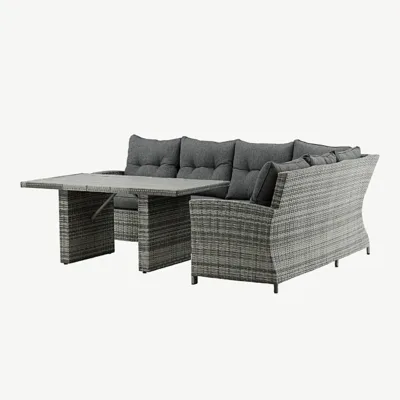 Aianurgadiivanikomplekt London hallile terrassile (hall polürotang, tumehallid padjad, WPC lauaplaat) - 7310-004