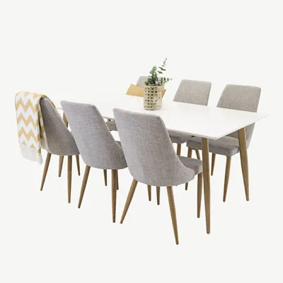 Polar söögilauakomplekt valge MDF lauaplaadi ja helehallide Leone toolidega - GR13600-000