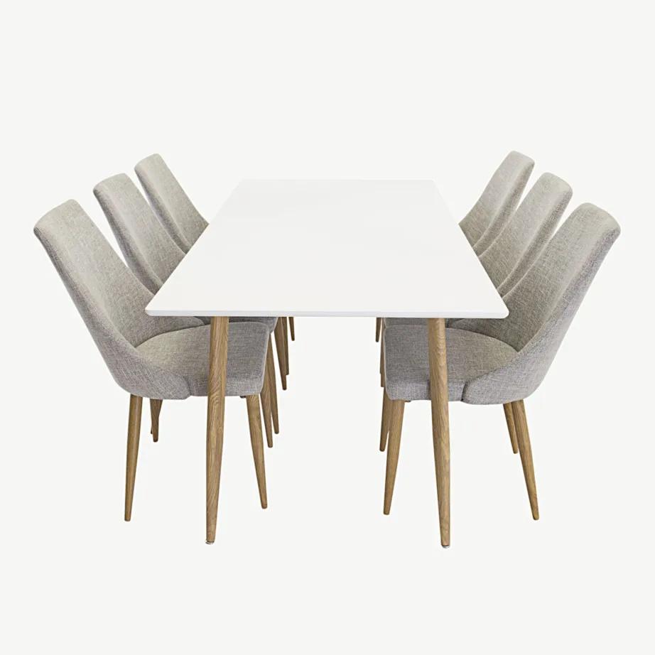 Polar söögilauakomplekt valge MDF lauaplaadi ja helehallide Leone toolidega, GR13600-000 – 3