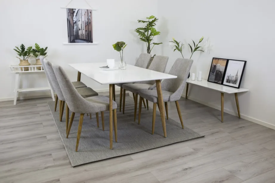 Polar söögilauakomplekt valge MDF lauaplaadi ja helehallide Leone toolidega, GR13600-000 – 4